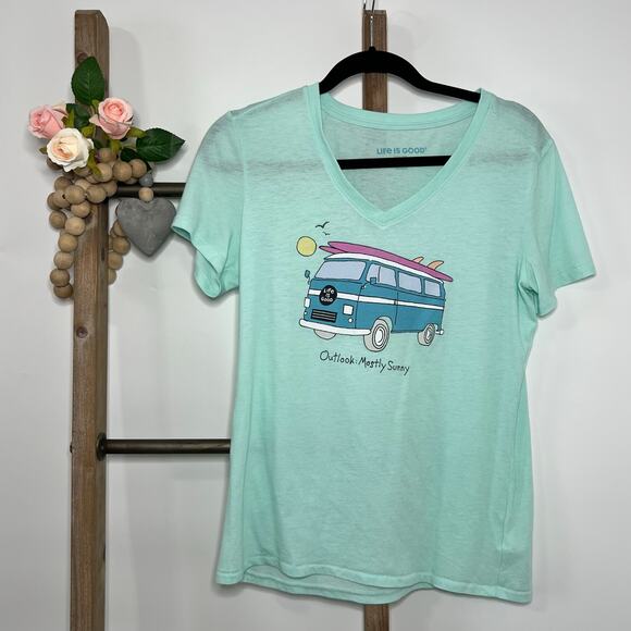 Life Is Good Tops - Life is Good Short Sleeve V Neck Green T Shirt Size Medium